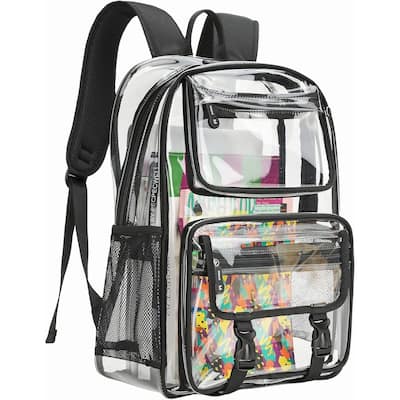 Clear Backpack Stadium Approved Heavy Duty for School Women Men Large PVC Transparent Bookbags with Adjustable Shoulders