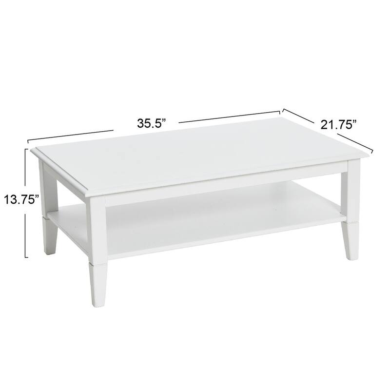 Coffee Table with Storage Shelf and Solid Wood Legs
