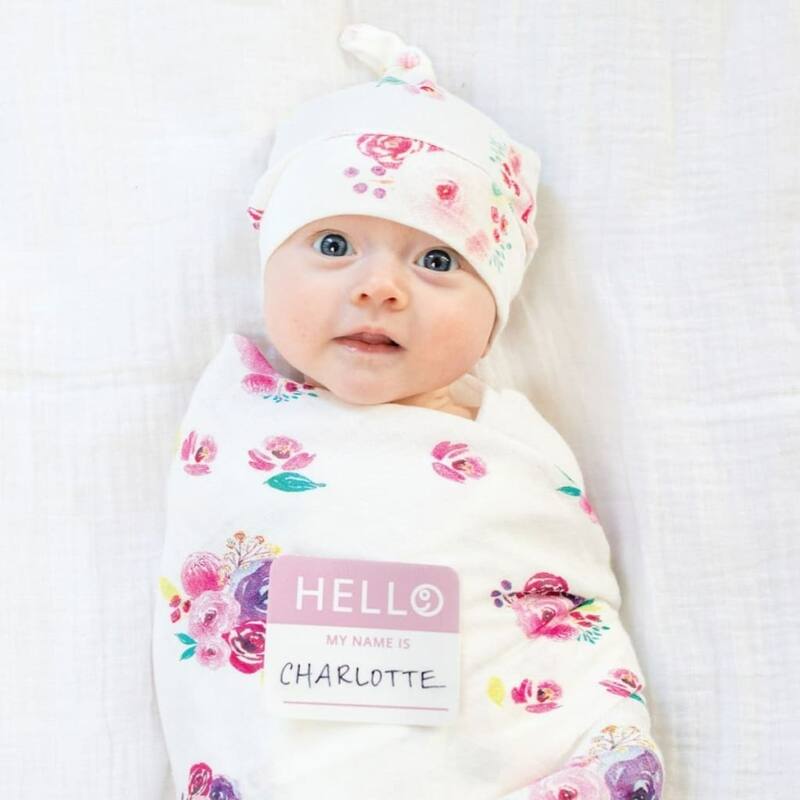 lulujo Hello World Hat & Swaddle Set