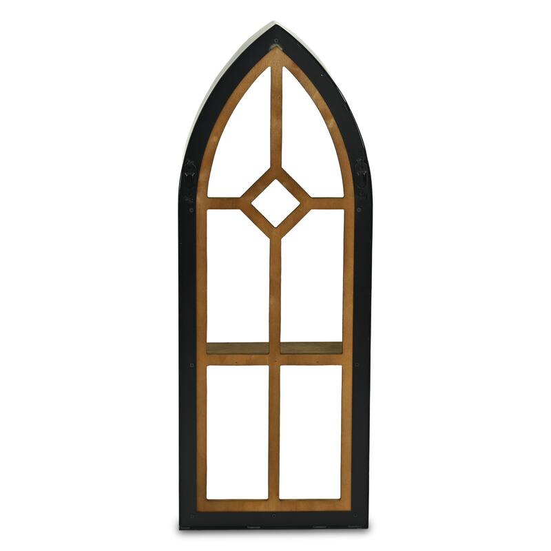 Meliora Cathdral Window Metal & Wood 2 Tier Wall Shelf
