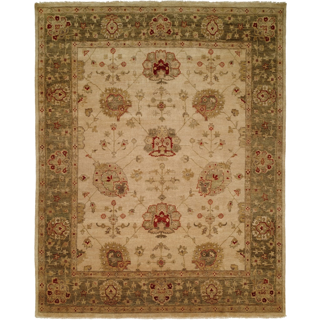 Traditional Multi-Colored Hand-Knotted Wool Area Rug