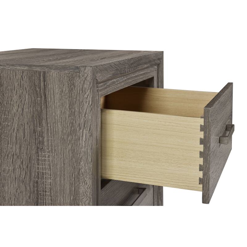 Funston Brown Oak 2-drawer Nightstand Bedside Table