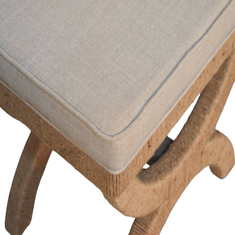 Artisan Furniture Solid Wood Rattan Arch Bench ,Brown