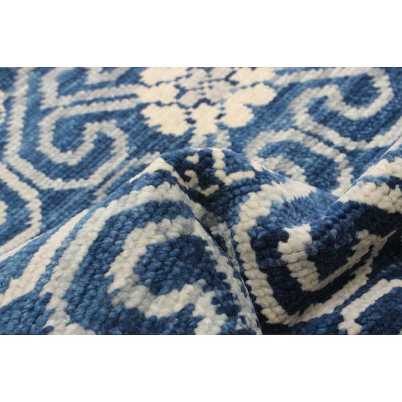 ECARPETGALLERY Hand-knotted Mystique Dark Blue Wool Rug - 2'4 x 6'2