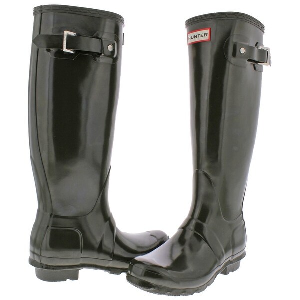 hunter original tall gloss rain boots black