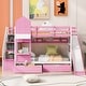 preview thumbnail 2 of 50, Twin-Over-Twin Castle Style Bunk Bed with 2 Drawers 3 Shelves and Slide