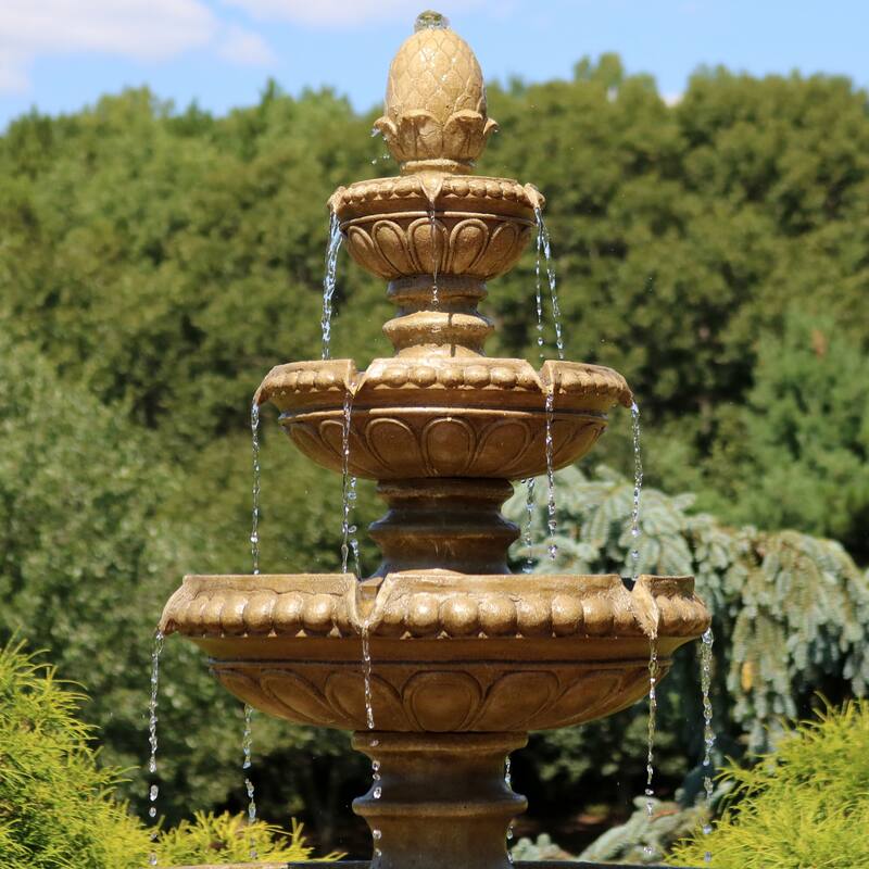 Large Outdoor Patio Electric Eggshell 4-Tier Water Fountain Feature - 65-Inch - 65"
