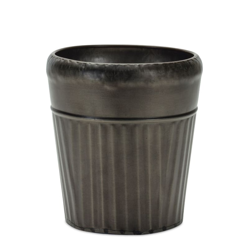 Tapered Metal Planters - 8.25" - Pewter Finish - Set of 3