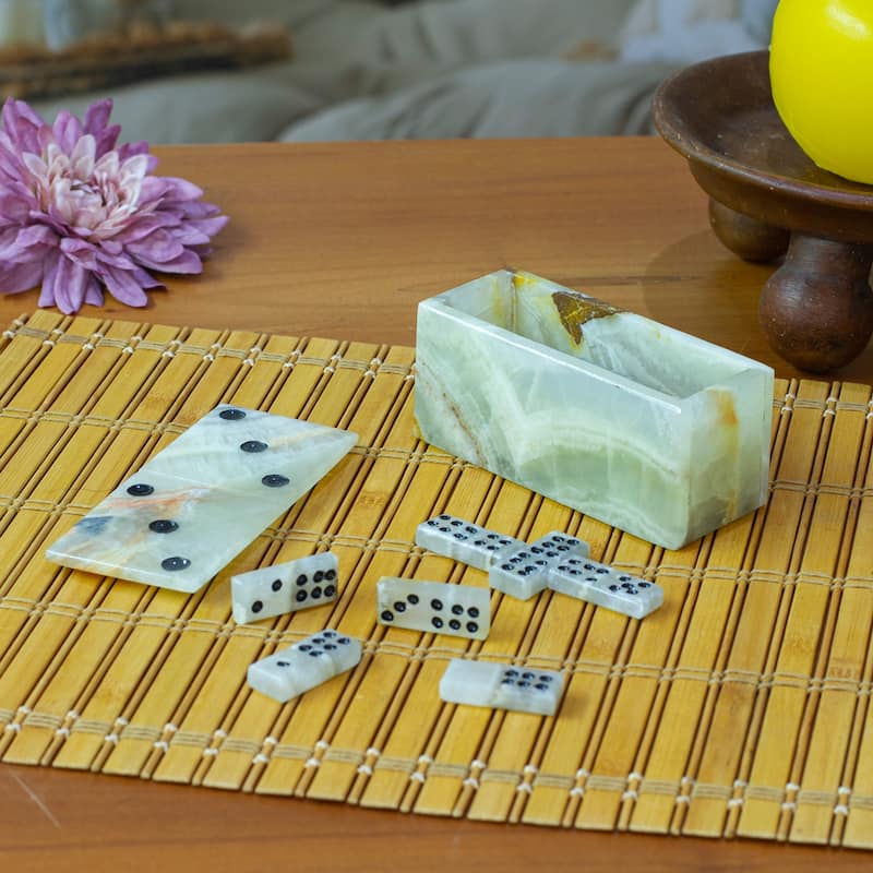 Novica Handmade Precious Strategy Onyx And Marble Domino Set