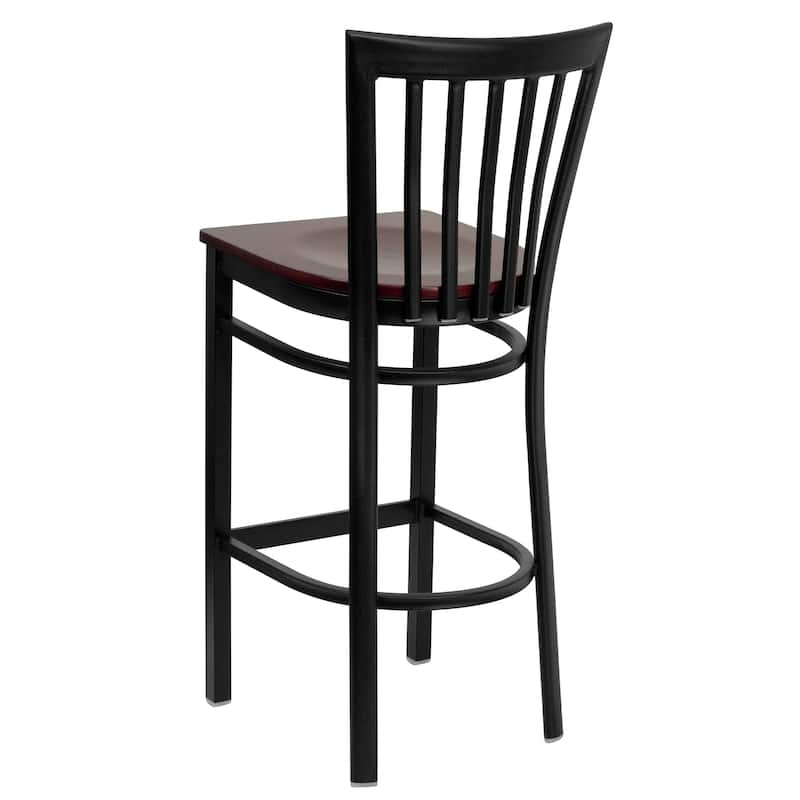 School House Back Metal Restaurant Barstool (Set of 2) - 17.25"W x 19.5"D x 41.75"H - 17.25"W x 19.5"D x 41.75"H