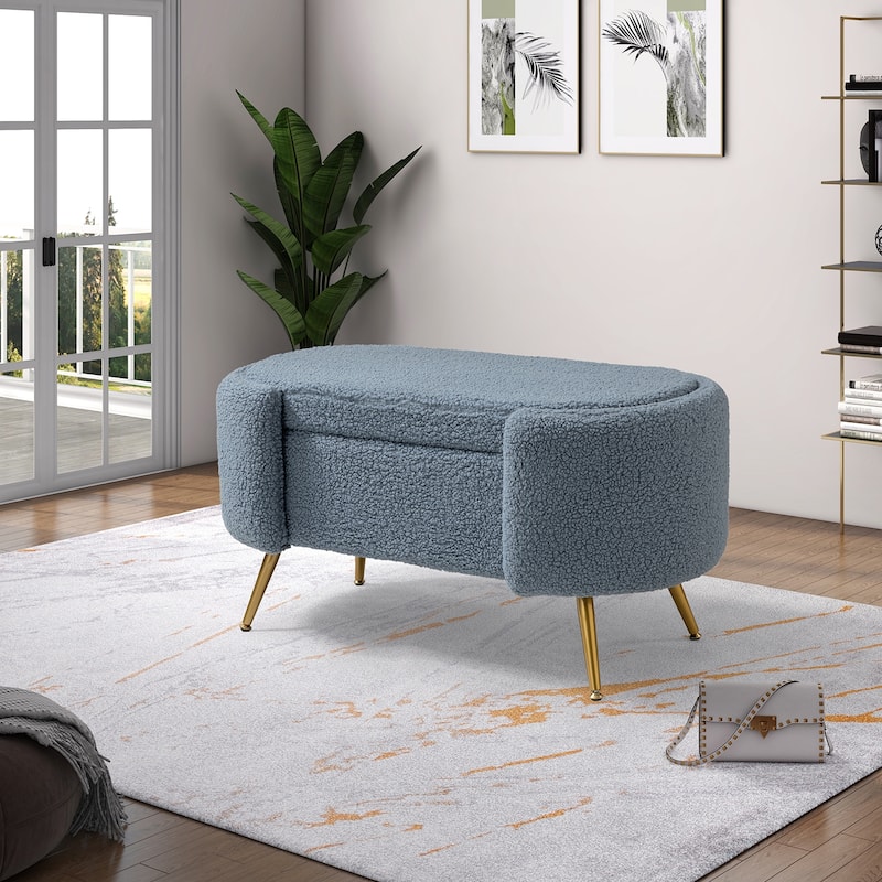 Clara 39.4" Wide Storage Bench with Metal Legs