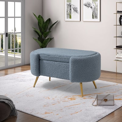 Clara 39.4" Wide Storage Bench with Metal Legs