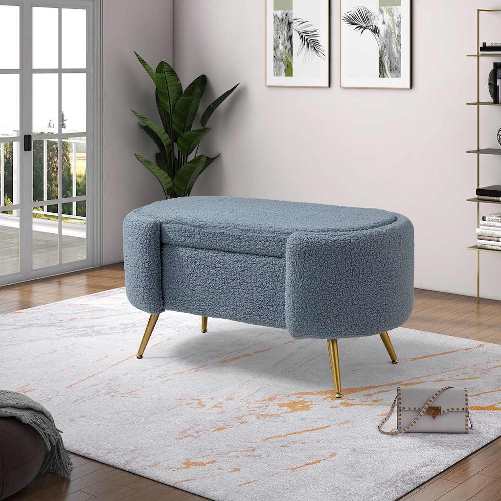 Clara 39.4" Wide Storage Bench with Metal Legs