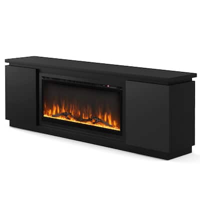 Electric Fireplace TV Stand with Adjustable-Removable Shelves and 2 Cabinets for Living Room - 70" x 14" x 24"