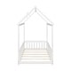 preview thumbnail 9 of 7, Twin Size Pine Wood House Bed Frame with Guardrails & Slats, White