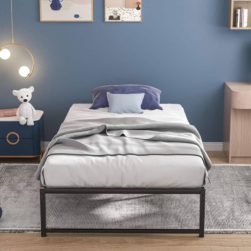 VECELO 14/16/18 inch Metal Platform Bed Frames Steel Slat,Mattress Foundation with Steel Slat Support/No Box Spring Needed