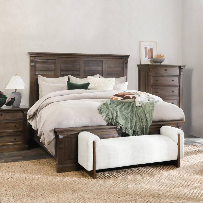 Classic Home Adelaide Mango Wood Bed in Cocoa Brown - Queen