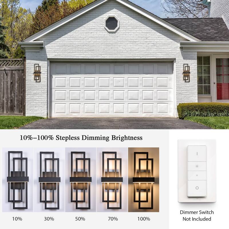 2-Pack Matte Black Iron Integrated LED Outdoor/Indoor Wall Sconce