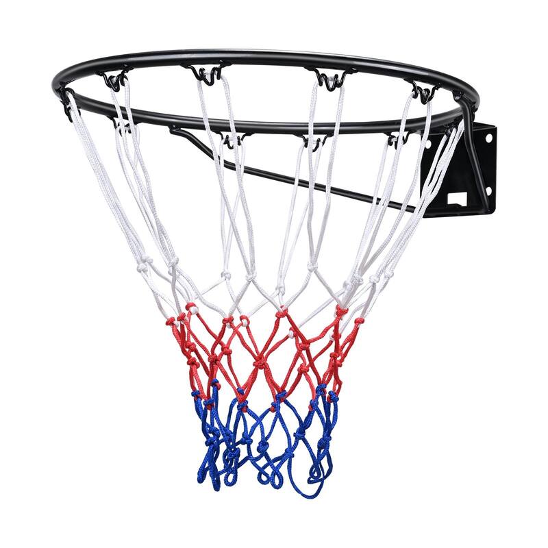 Black Heavy-Duty Wall Door Mounted Basketball Hoop with Net and Double Spring Suitable for Indoor or Outdoor Play