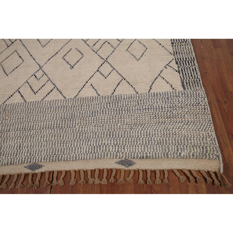 Earth Tone Moroccan Area Rug Handmade Wool Carpet - 6'11"x 10'7"