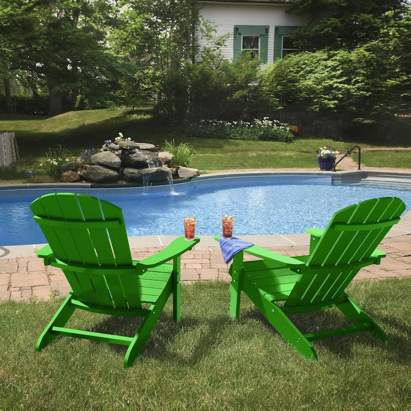 WINSOON All Weather HIPS Outdoor Plastic Adirondack Chairs Set of 2