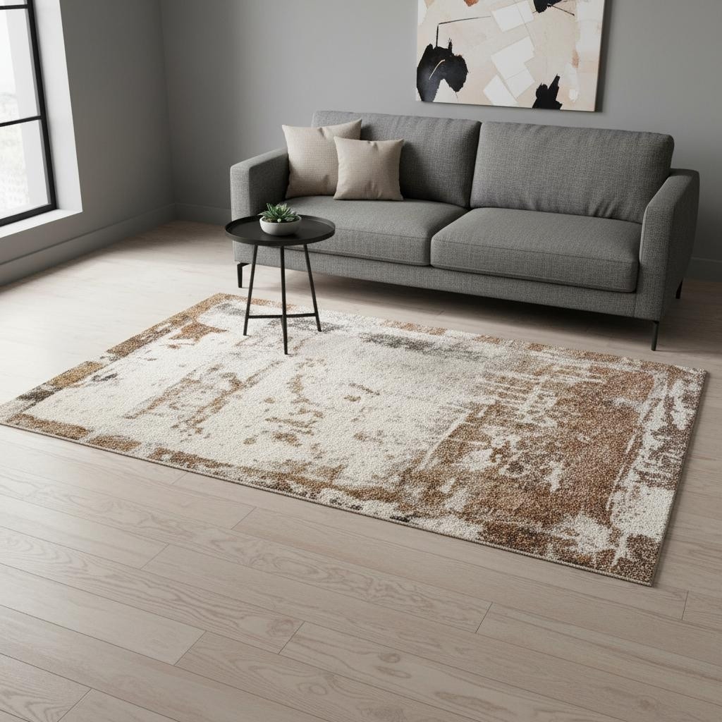 HomeRoots Abstract Modern Rectangle Area Rug - 5' X 8'