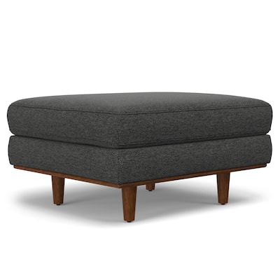 Morrison Ottoman in Charcoal Grey Woven-Blend Fabric
