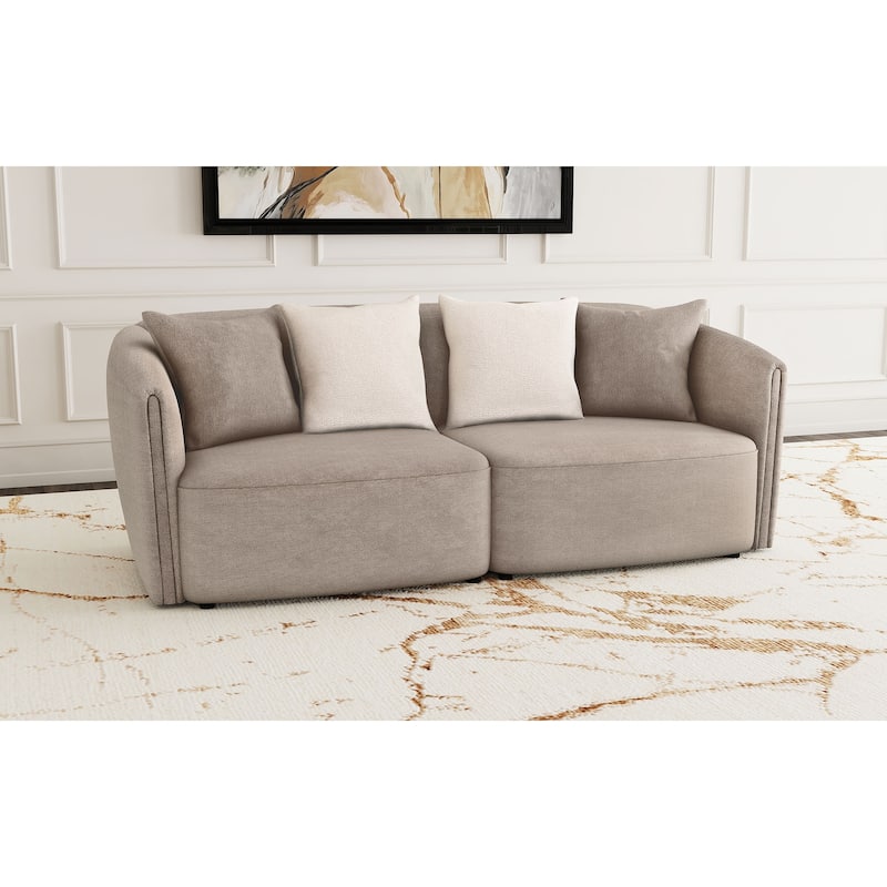 Townsend Chenille Upholstered Rolled Arm Sofa Latte - N/A