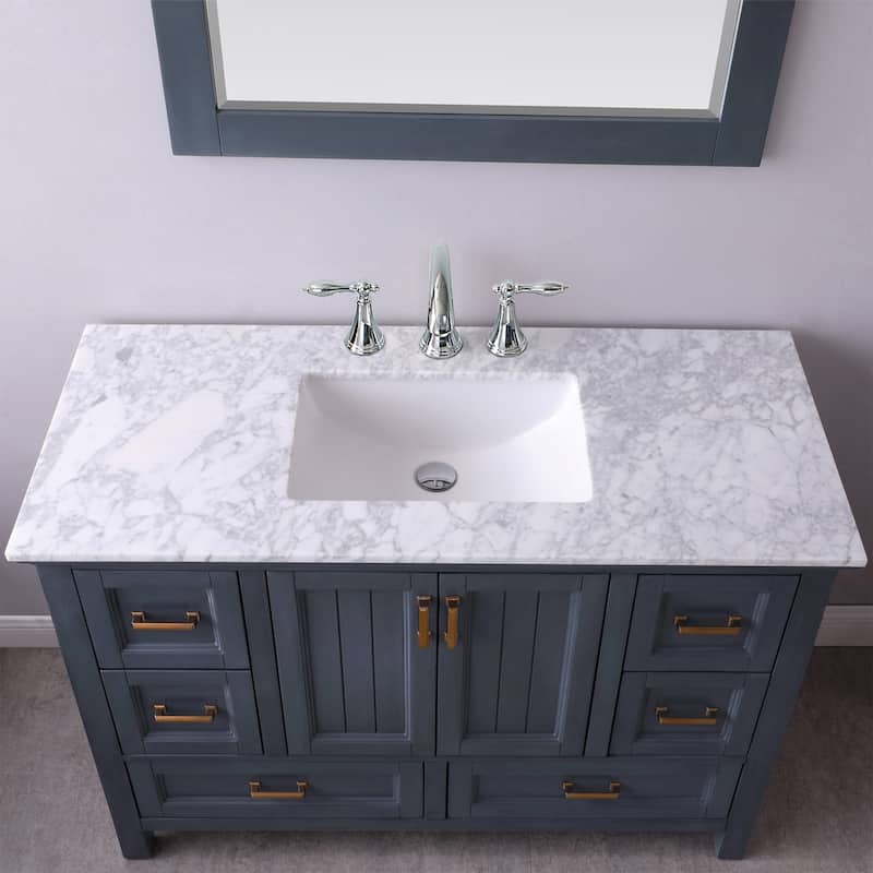Altair Isla Single Bathroom Vanity Set and Aosta White Countertop without Mirror