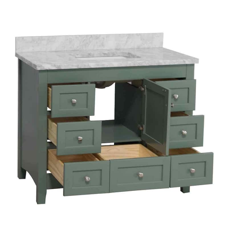 KitchenBathCollection Abbey 42" Bathroom Vanity with Carrara Marble Top