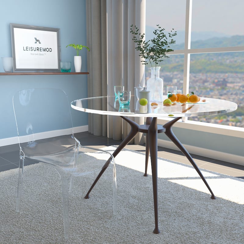 Stackable Acrylic Dining Chair Modern Full Back Transparent Accent Side Chair - Height 32.25", Width 20.5", Depth 21".