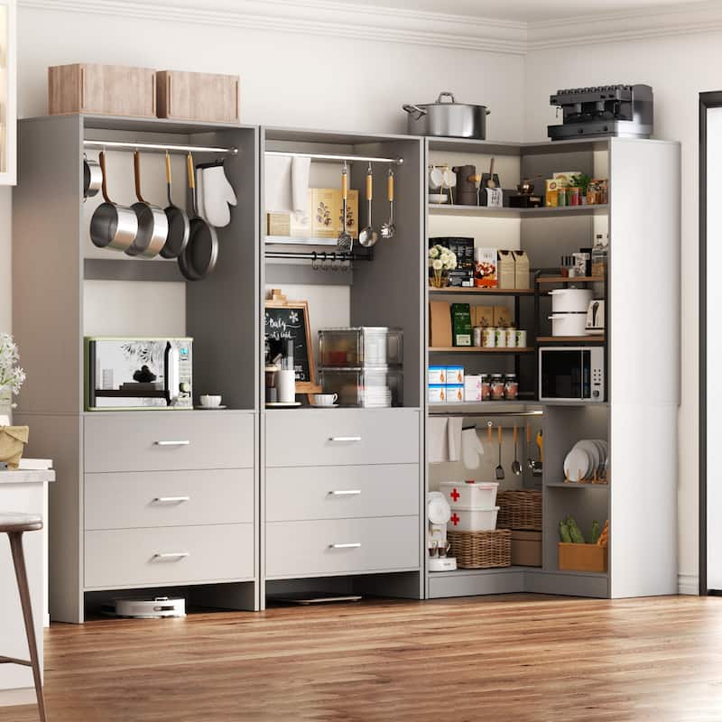 Cimly Set of 3 Freestanding Corner Closet System, Space-saving Closet Organizer for Walk-in/ Reach-in Closet