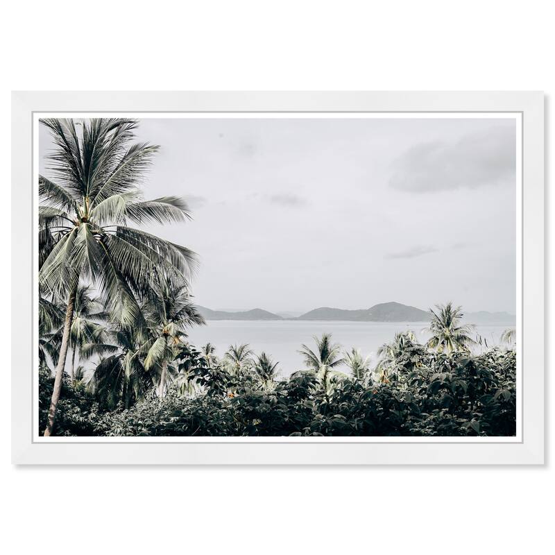 Wynwood Studio Prints Floral and Botanical Behind the Palm Trees Green and Tropical Wall Art Canvas Print