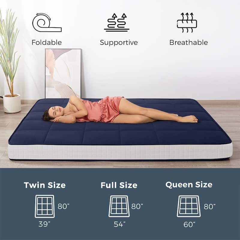 6-IN Thick Floor Futon Mattress,Topper Mattress Pad