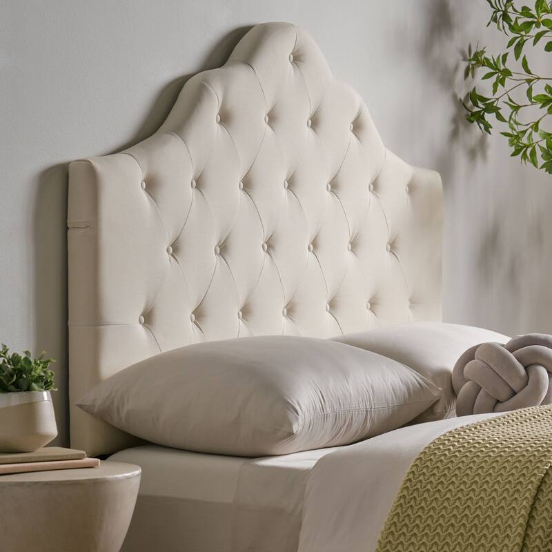 Tufted Upholstered Headboard Queen Size, Solid Wood Head Board with Durable Metal Legs