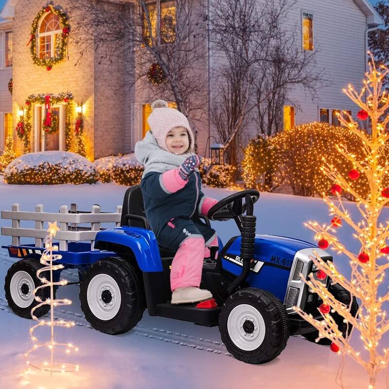 Kids Battery Powered Electric Tractor with Parent Remote Control & Trailer