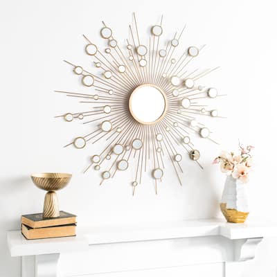 SAFAVIEH Ariah 41-inch Gold Sunburst Round Mirror - 41" W x 2" L x 41" H