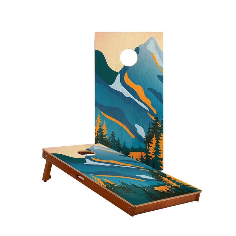 Grand Teton National Park Solid Mahogany All-Weather Cornhole Boards - NO Bags - Add Case & Lights