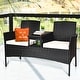 preview thumbnail 1 of 8, Costway Patio Rattan Conversation Set Seat Sofa Cushioned Loveseat Black