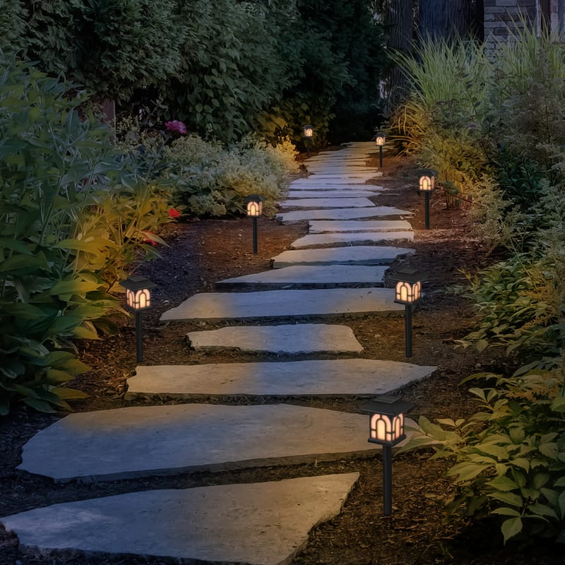 C Cattleya Black Solar Flickering Flame LED Outdoor Path Lights