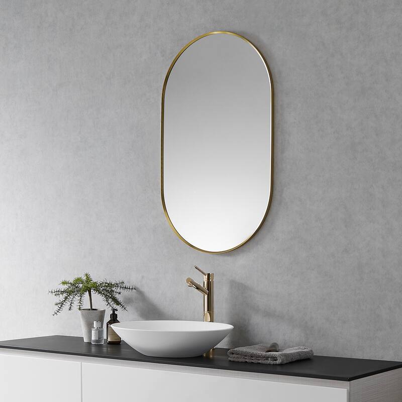 Altair Ispra Oval Bathroom/Vanity Aluminum Framed Wall Mirror - 36 in.