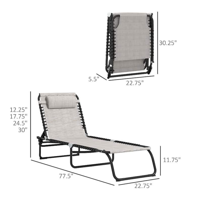 Outsunny 2 Folding Chaise Lounge Pool Chair Set, Patio Sun Tanning Chairs, Outdoor Lounge Chairs