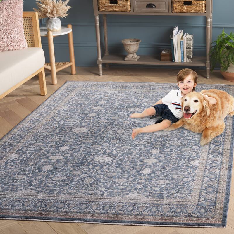 SAFAVIEH Sutton Sarlota Bohemian & Eclectic Rug - 2'2" x 8' Runner - Navy/Beige