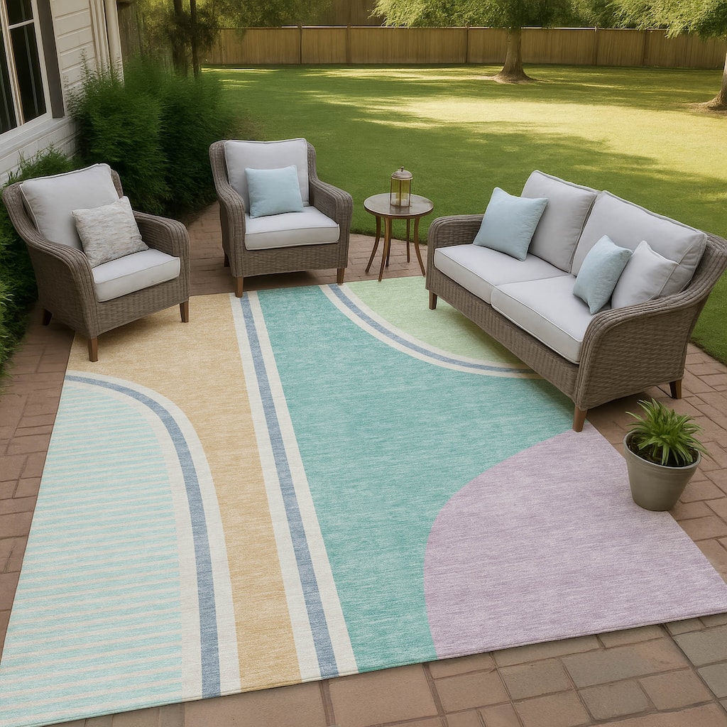 Machine Washable Indoor/ Outdoor Contemporary Keely Chantille Rug