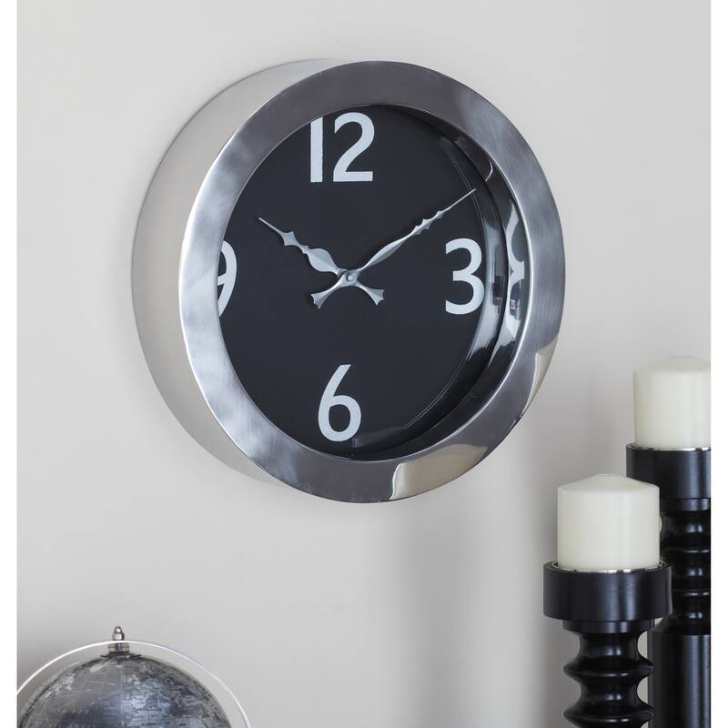 Silver Stainless steel Natural Wall Clock, 12 x 12 x 3 - 12 x 3 x 12 - 12 x 3 x 12
