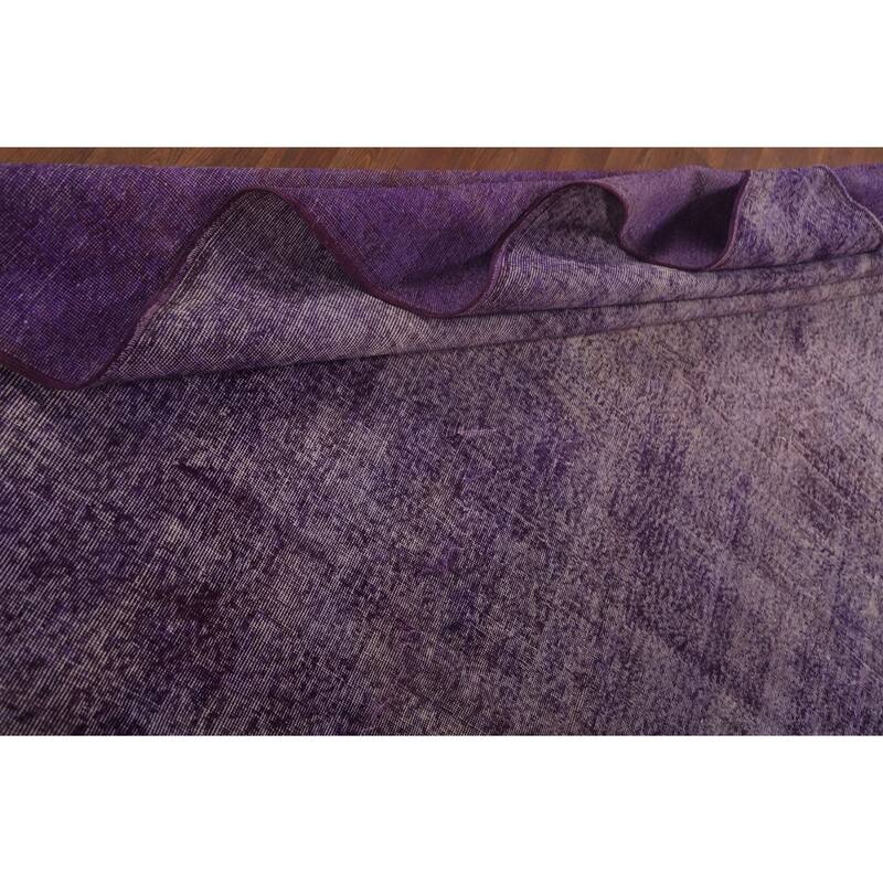 Distressed Anatolian Turkish Vintage Rug Handmade Purple Wool Carpet - 8'1" x 11'8"