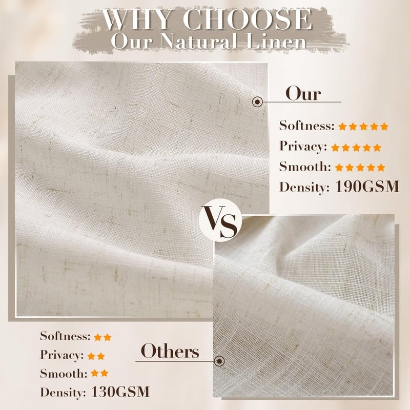 Natural Cream Pinch Pleated Linen Curtains