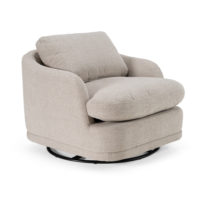 Divani Casa Chantry Modern Grey Sand Fabric Swivel Accent Chair