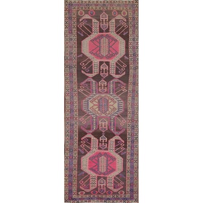Meshkin Persian Vintage Runner Rug Handmade Wool Carpet - 3'4" x 10'0"