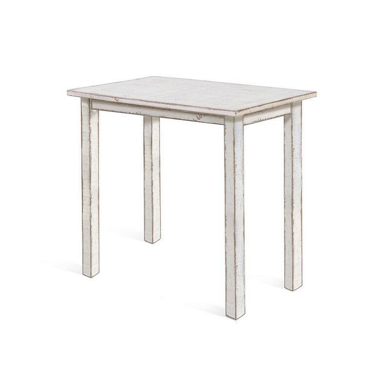 Rena Bar Height Table, 48 Inch Rectangular White Sand Mahogany Wood